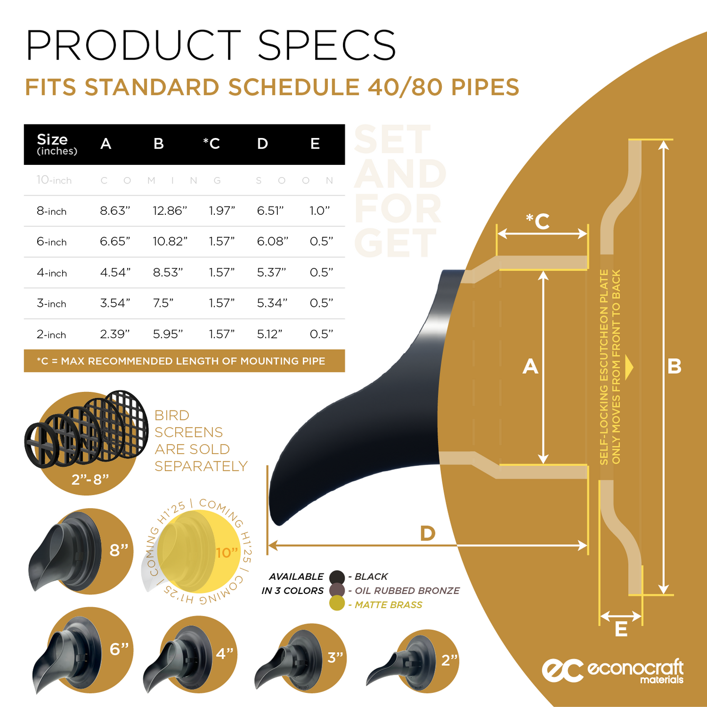 LokPlate™ Plastic Downspout Nozzle & Self-Locking Escutcheon Plate