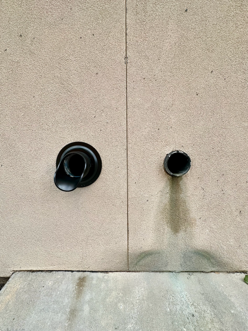 Stolen metal downspout vs anti-theft PVC plastic downspout