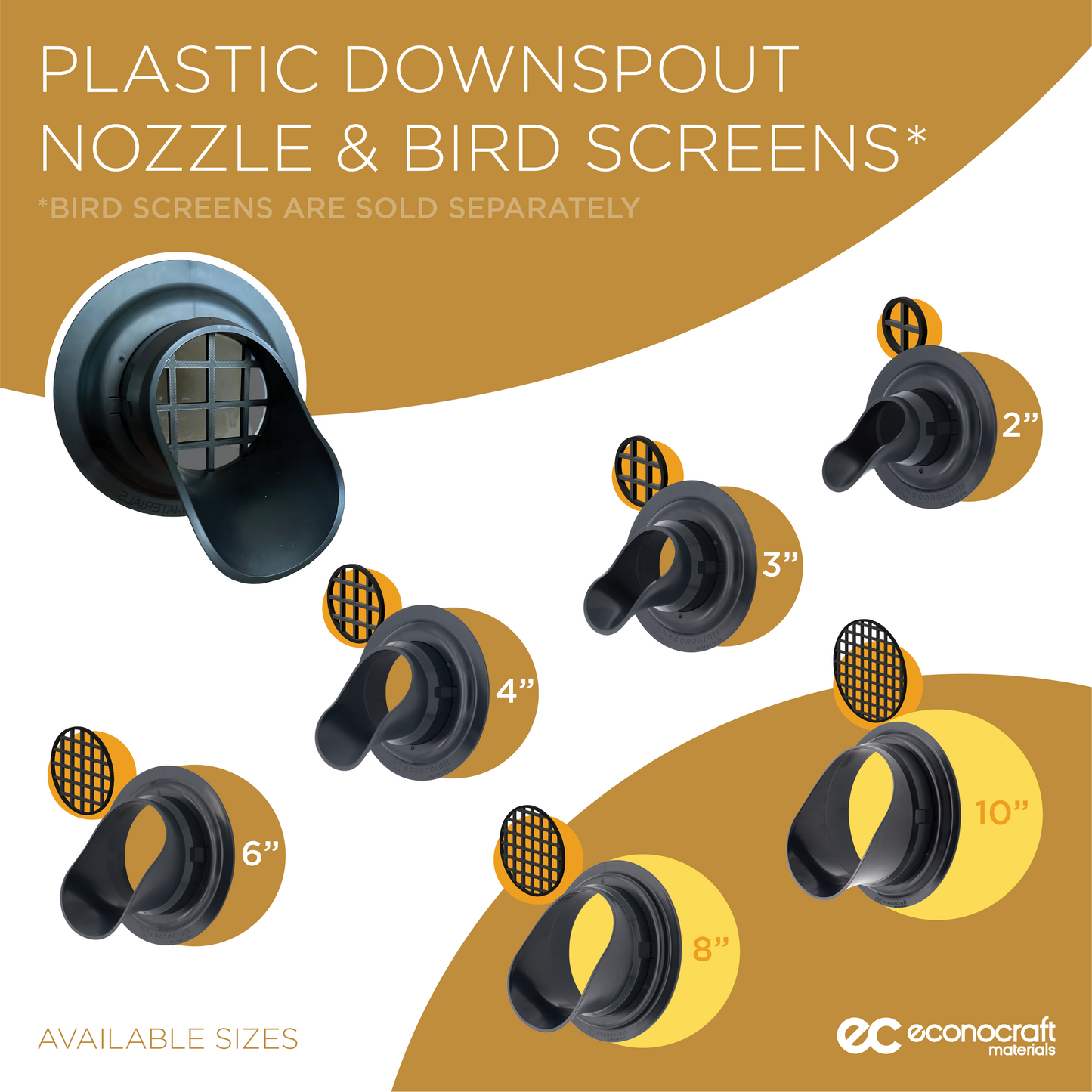 LokPlate™ Plastic Downspout Nozzle & Self-Locking Escutcheon Plate
