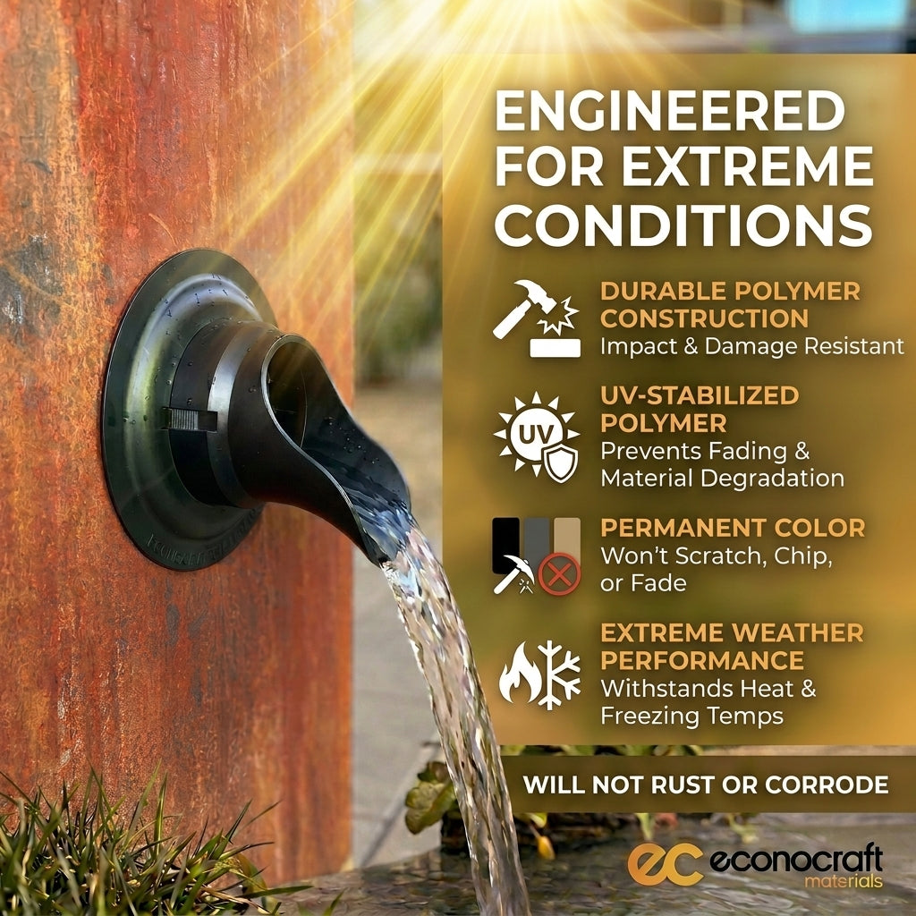 LokPlate™ Plastic Downspout Nozzle & Self-Locking Escutcheon Plate