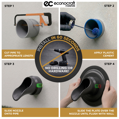 LokPlate™ Plastic Downspout Nozzle & Self-Locking Escutcheon Plate